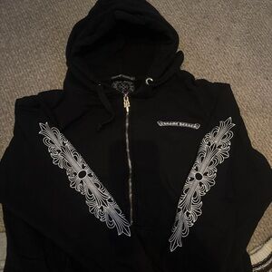 Chrome Hearts Black Hoodie with Silver Accents
